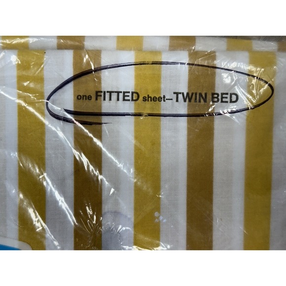 Vintage JCPenney Fashion Manor Twin  Sheet Set , Marigold Stripe, NIP - Picture 11 of 16